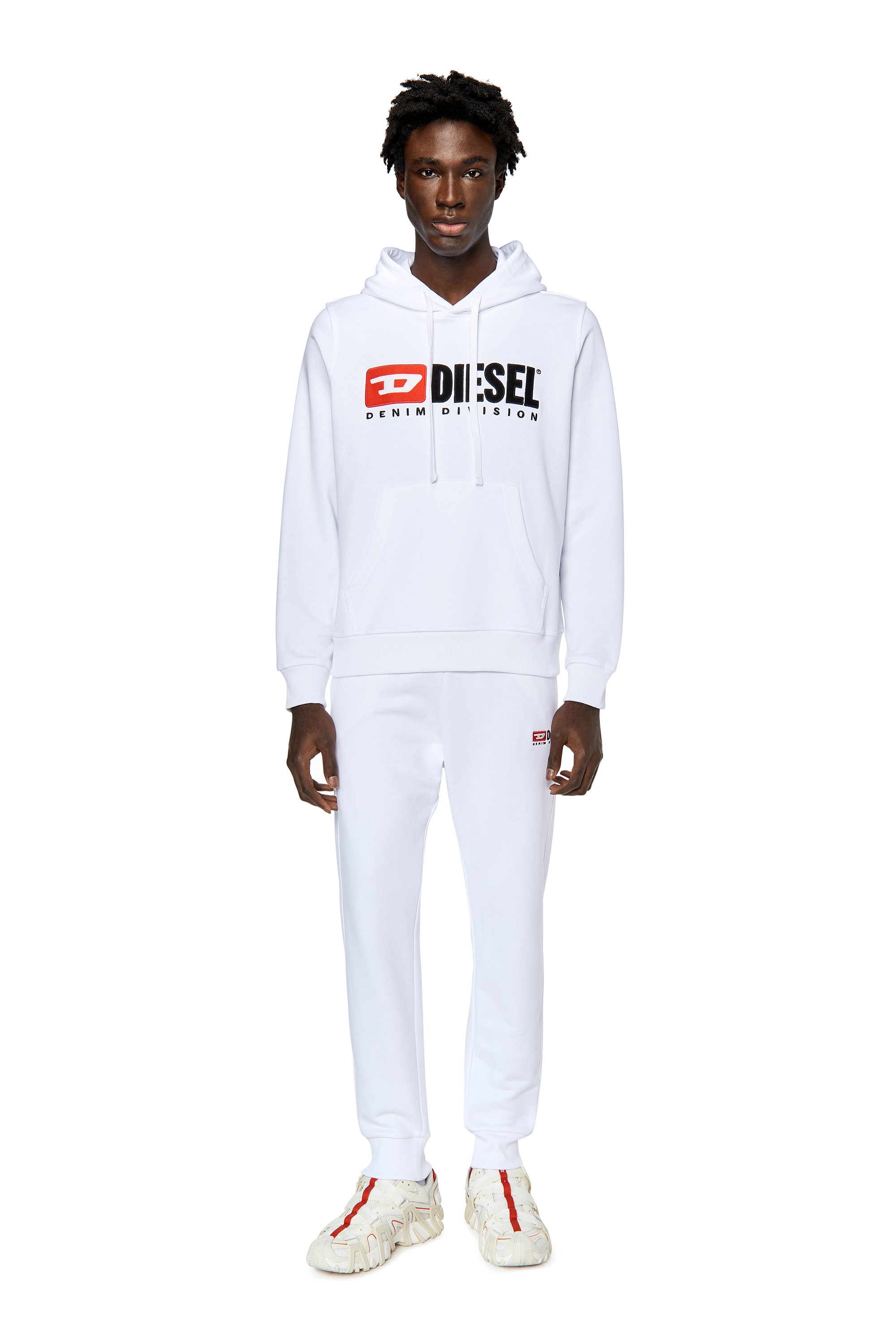 Diesel - S-GINN-HOOD-DIV, Man's Hoodie with logo appliqué in White - 2